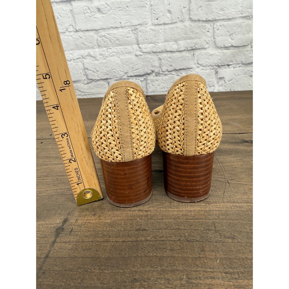 Vince Camuto Raffia Woven Block Heel Pumps Coastal Chic Old Money Quiet Luxury 7 - Picture 8 of 13